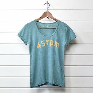 45rpm 半袖 ロゴ Tシャツ 1 ブルーグリーン フォーティーファイブ アールピーエム｜23l0812