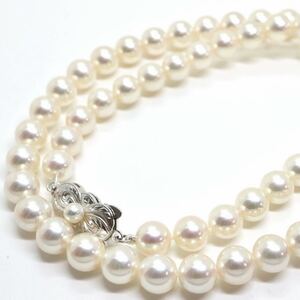 テリ抜群!良質!箱付!MIKIMOTO(ミキモト)《アコヤ本真珠ネックレス》J 32.8g 約43cm 約7.0-7.5mm珠 pearl パール necklace jewelry EA0/EB0