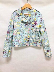 【送料込】【女の子用】GUCCI グッチ ジャケット 150cm 記載サイズ12 水色×シルバー×パープル他 花柄 イタリア製 コットン s3406072