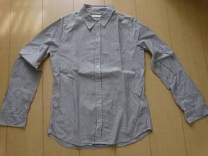 ③USED美品★LOＷRYS FARMブラウス★グレー×白縦縞Ｍサイズ