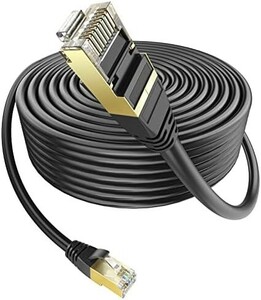 LANケーブル 50m 屋外用 ランケーブル PoE対応 Ankuly CAT6準拠 50m コネクタ付き カテゴリ6 業務用(ブラック)