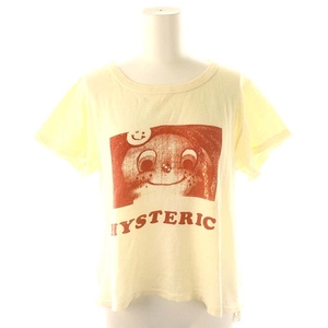 ヒステリックグラマー HYSTERIC GLAMOUR プリント カットソー Tシャツ 半袖 F クリーム 赤 レッド /DF ■OS レディース