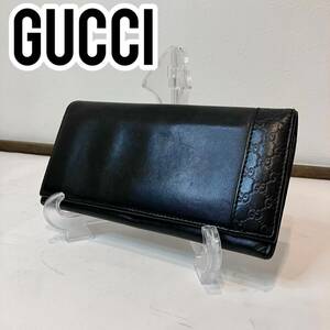 【美品】GUCCI マイクロ GG 長財布　レザー　メンズ