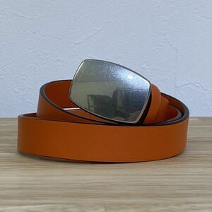 未使用 Calvin Klein PLATINUM Leather Belt カルバンクライン プラチナム レザー ベルト SIZE 75 カラー オレンジ 系