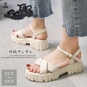 厚底サンダル レディース 韓国 夏 24.5cm（39） アイボリー