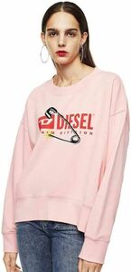 DIESEL ロゴ トレーナー スウェット ピンク M ストリート ギャル　 プリント　レア　安全ピン