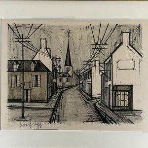 真作■リトグラフ■ベルナール・ビュッフェ Bernard Buffet■『村への道』■ 大型最高傑作■ 直筆サイン ■世界的人気作家■2a