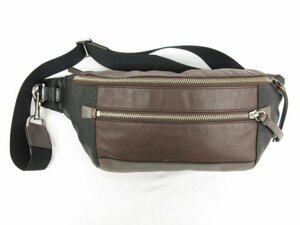 美品【コーチ COACH】 L1293-70899 シボレザー ボディーバッグ ショルダーバッグ ウエストポーチ (メンズ) ブラウン×ブラック■5MG2529■