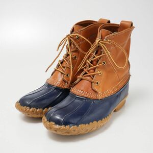 W1737△USA製*L.L.Bean エルエルビーン*5ホール*レザー×ラバー*7LM*ビーンブーツ*ショートブーツ*靴*アウトドアシューズ*タン×ネイビー