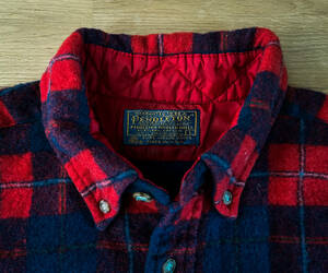 70年代◆PENDLETON ペンドルトン◆ウールシャツ◆タータンチェック◆ヴィンテージ◆B.D.シャツ◆赤×青チェック 長袖◆USA製