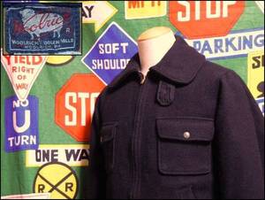 ★美品☆Made in USA製米製WOOLRICHウールリッチビンテージウールハンティングジャケットスポジャケ黒タグ50s50年代濃紺ダークネイビー