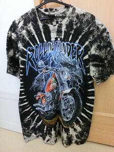 ◎USED・美品■SURVIVORS　豪華バイク柄Tシャツ/ブラック■サイズL