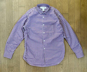 ■COMME des GARCONS SHIRT 極美品 パッカリング・ギンガムチェック シャツ Purple-S W17009 コムデギャルソン