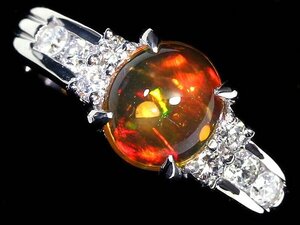 OU12093SS【1円～】新品【RK宝石】≪opal≫ 魅惑の遊色!! 極上ファイアオパール 0.9ct 極上ダイヤモンド Pt900 高級リング ダイヤ