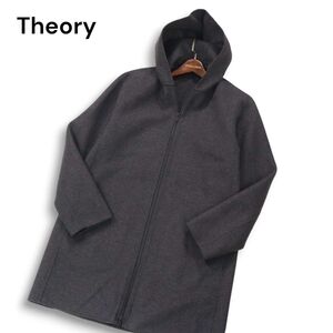 Theory セオリー 【MODUS SUPERLT SP/ELDERT L】秋冬 カシミヤ混★ ウール フーデッド ジップ コート Sz.M　メンズ グレー　I4T03771_B#N