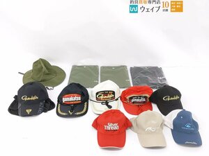 ダイワ アクアオリア キャップ、シマノ ラッドステップ CA-371A、がまかつ 赤キャップ 等 計12点 アパレルセット ※注有