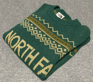 US限定モデル　新品　THE NORTHFACE CRESTVIEW JACQUARD TNF SWEATER　ノースフェイス　ジャガードロゴセーター　M　グリーン