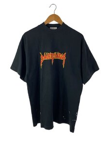 BALENCIAGA◆Tシャツ/1/コットン/BLK/プリント/694576 TMV88