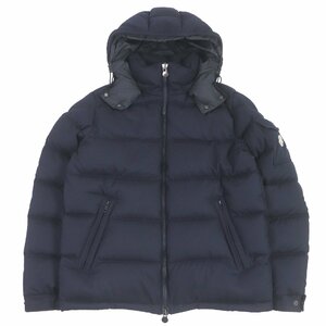 美品□MONCLER モンクレール 18-19AW MONTGENEVRE ウール ロゴワッペン WZIP フーデッド ダウンジャケット ネイビー 4 正規品 メンズ