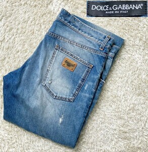 【大きいサイズ50(W96cm)★】DOLCE&GABBANA ダメージ加工デニムパンツ/ジーンズ◆ロゴプレート付き☆ドルチェアンドガッバーナ (5)