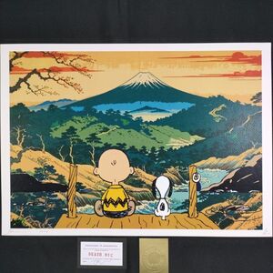 AO66 DEATH NYC 世界限定ポスター 現代アート ポップアート 歌川広重 浮世絵 富士山 SNOOPY スヌーピー チャーリーブラウン