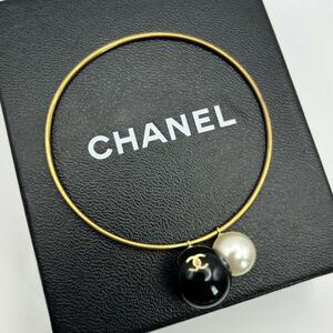 CHANEL ヴィンテージ パール ココマーク ボール バングル ゴールド