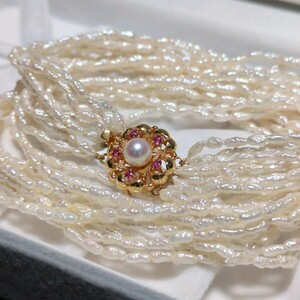 【砂ケシ10連 ルビー】K14 2.0-2.5mm ライスパール 芥子 40.5cm ホワイト ネックレス 本真珠 アクセサリー pearl あこや 宝石 パール