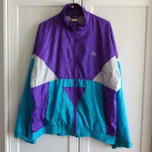 80～90年代 PUMA ナイロンジャケット 背面プリント有■プーマ 80s 90s トラックジャケット ウインドブレーカー■アメカジ 古着 ビンテージ