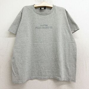 古着 ラルフローレン ポロジーンズ 半袖 Tシャツ キッズ ボーイズ 子供服 00s ビッグロゴ クルーネック グレー 霜降り 24jul08