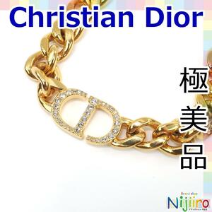 【極美品】クリスチャン　ディオール Christian Dior 30　モンテーニュ　チョーカー ネックレス　ストーン ゴールド系　1605