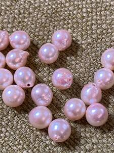 本真珠 白真珠 8.5～9mm　ピンク1個のみ片穴あき　バロック系