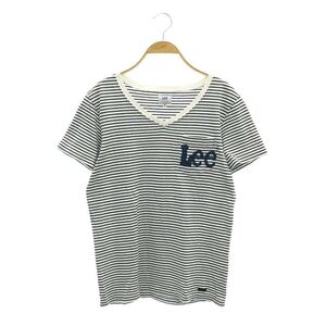 リー LEE CIAOPANICボーダーカットソー Tシャツ 半袖 Vネック ロゴ S 白 ホワイト 紺 ネイビー /AT ■OS ■AD メンズ レディース