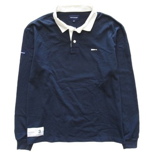 21ss ディセンダント DESCENDANT PUBA POLO L/S ポロシャツ ラガーシャツ 長袖 ワンポイント ロゴ クジラ刺繍 トップス 3 ネイビー メンズ