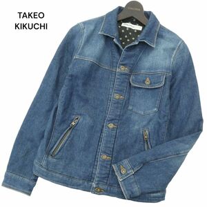 TAKEO KIKUCHI TOKYO タケオキクチ 通年 USED加工★ スウェット デニム トラッカー ジャケット Gジャン Sz.2　メンズ　A4T04013_4#O