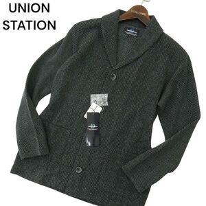 【新品 未使用】 UNION STATION メンズビギ 通年 バーズアイ ショールカラー カーディガン Sz.M　メンズ　A4T01517_2#L