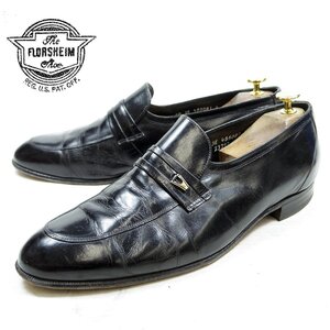 10-3E表記 28cm相当 Florsheim フローシャイム ストラップローファー ブラック 黒 革靴 /24.2.1/P79