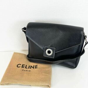 CELINE セリーヌ ショルダーバッグ レザー ブラック ブラウン ヴィンテージ Z281