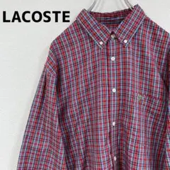 ラコステ　長袖シャツ　チェック柄　LACOSTE レッド　古着　ネルシャツ