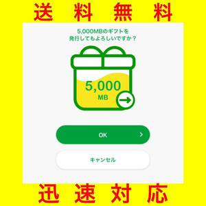 迅速対応 送料無料【マイネオ パケットギフト 5G】mineo 5000MB 5,000MB 5ギガ 匿名配送