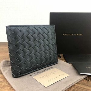 ☆送料無料☆ 未使用品 BOTTEGAVENETA 二つ折り札入れ グレー系 総イントレチャート プレゼントにも！ 325