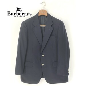 A8475/ビンテージ 80s 美品 秋冬 総裏 BURBERRY バーバリー ウール 銀ボタン テーラード シングル2BジャケットM程 BE5濃紺/メンズ スーツ用