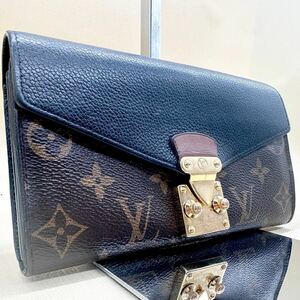 美品●LOUIS VUITTON ルイヴィトン M58414 モノグラム ポルトフォイユ パラス 二つ折り 長財布 ウォレット レディース メンズ ブラック 黒 