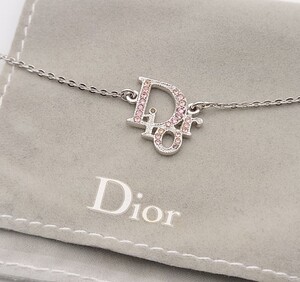 【SR-597】 Christian Dior ブレスレット クリスチャン ディオール ラインストーン ロゴ シルバーカラー アクセサリー ブランド