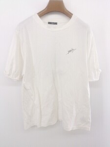 ◇ MURUA ムルーア バックプリント 薔薇 半袖 Tシャツ カットソー サイズF ホワイト パープル ブラック系 レディース E