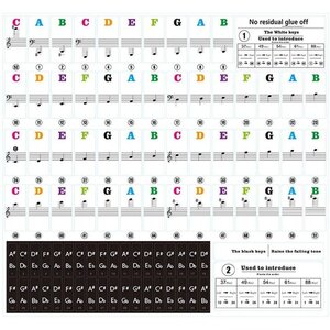 【送料無料】鍵盤キーボードステッカー88種類 (カラフル) ピアノ 音符シール 小学校 初心者 ピアノ練習 キーボード 区分Y LB-49-CF