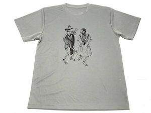 グレー　ＰＯＳＡＤＡ　ドライ　Ｔシャツ　髑髏　版画　カラベラ　ポサダ　メキシコ