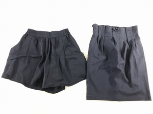 ■mystic（ミスティック）ひざ丈タイトスカート/GU（ジーユー）シフォン ショートパンツ[S]紺《美品》