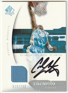 2005-06 SP AUTHENTIC LIMITED Carmelo Anthony Jersey Auto #/100