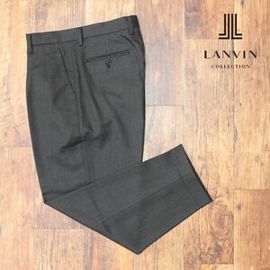 1円/秋冬/LANVIN COLLECTION/52サイズ/スラックス パンツ ウール 伸縮 ツータック サルエル ヌケ感 日本製 新品/ダークグレー/hf145/