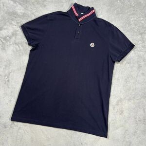 1円〜　極美品　MONCLER モンクレール 半袖ポロシャツ 襟ライン　ネイビー　XLサイズ 8242